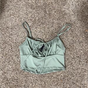 Sage Green Spaghetti Strap Crop Top